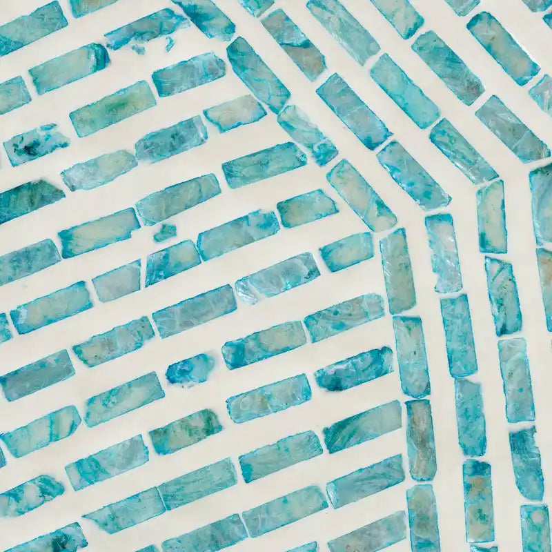Table d'appoint en nacre blanc et bleu, style bohème moderne