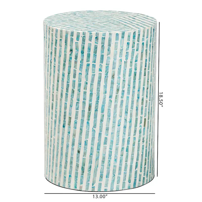 Table d'appoint en nacre blanc et bleu, style bohème moderne