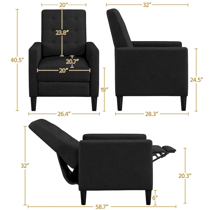 Fauteuil inclinable en tissu avec dossier réglable