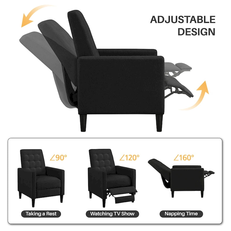 Fauteuil inclinable en tissu avec dossier réglable