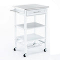 Kitchen Cart with 2 Wooden Shelves and 1 Drawer, White