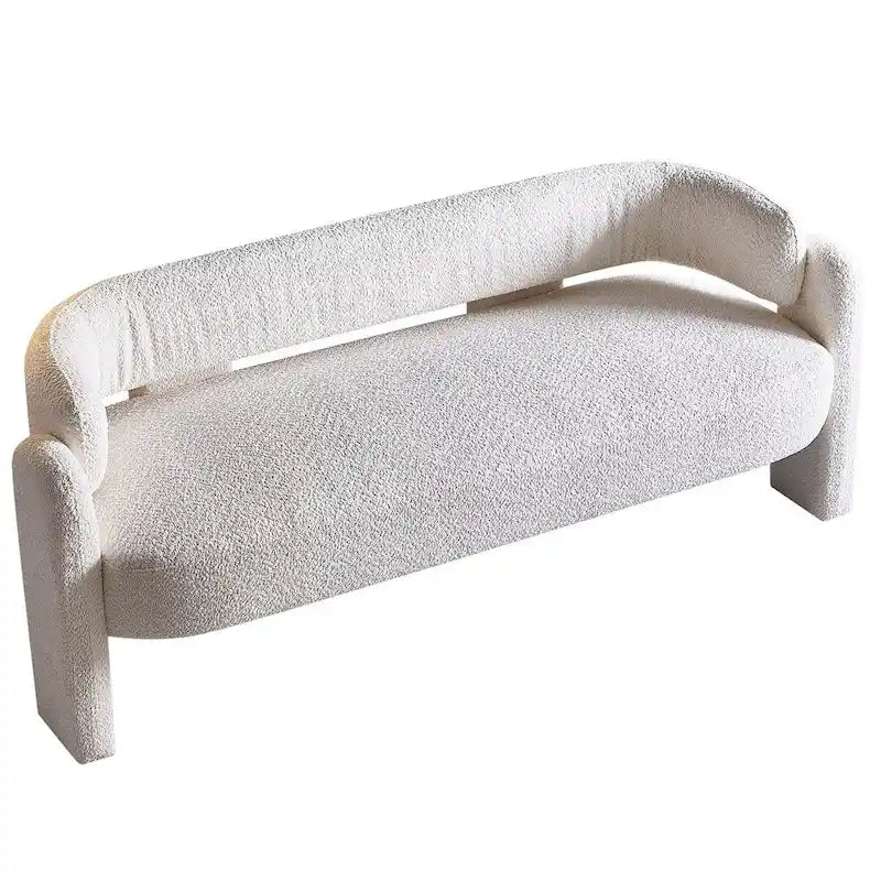 Canapé moderne en tissu bouclé beige de 75,59 po de large pour salon