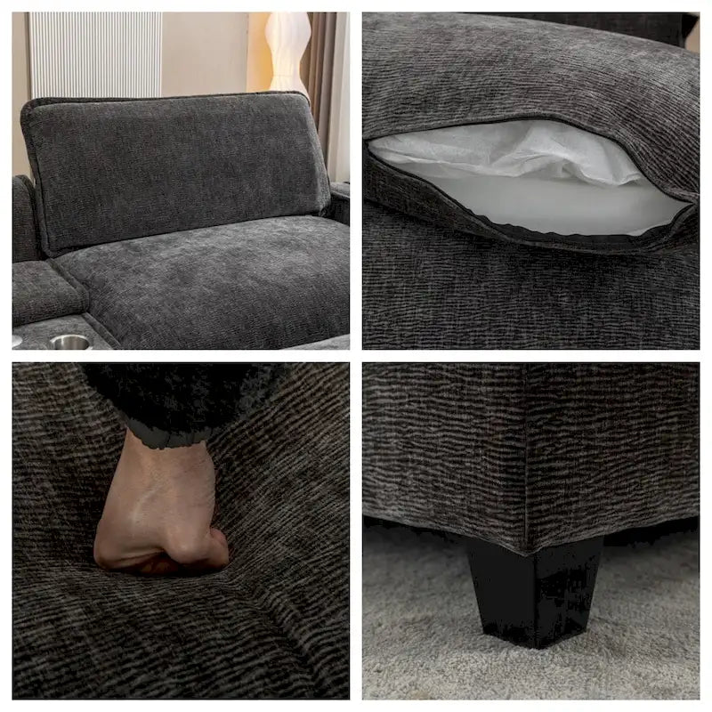 Canapé d'angle rembourré en chenille de 112,6 po avec 2 poufs amovibles