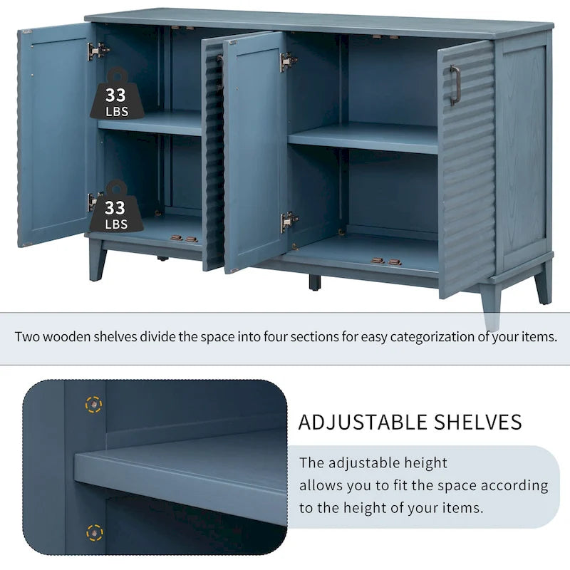Buffet avec 4 portes grand rangement avec étagères réglables