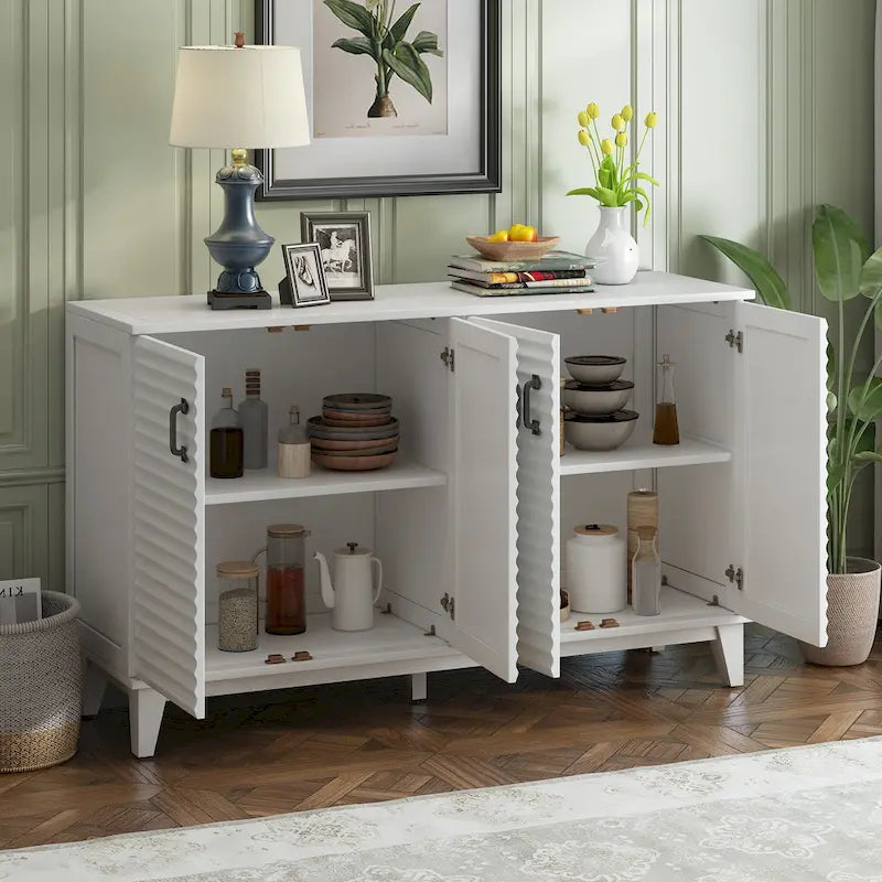 Buffet avec 4 portes grand rangement avec étagères réglables