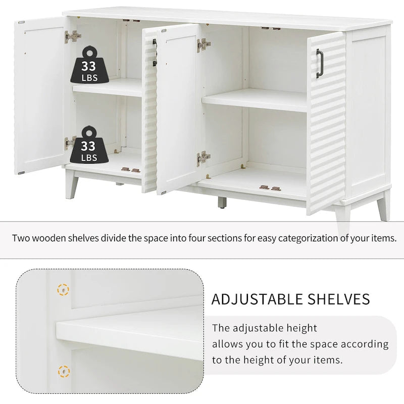 Buffet avec 4 portes grand rangement avec étagères réglables