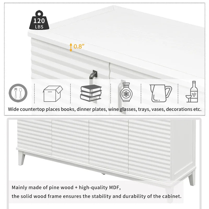 Buffet avec 4 portes grand rangement avec étagères réglables