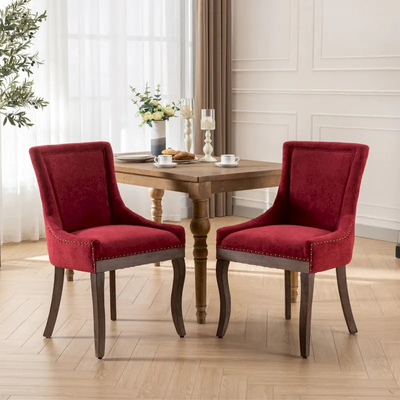 Lot de 4 chaises de salle à manger capitonnées, traditionnelles, avec oreilles, revêtement ultra doux