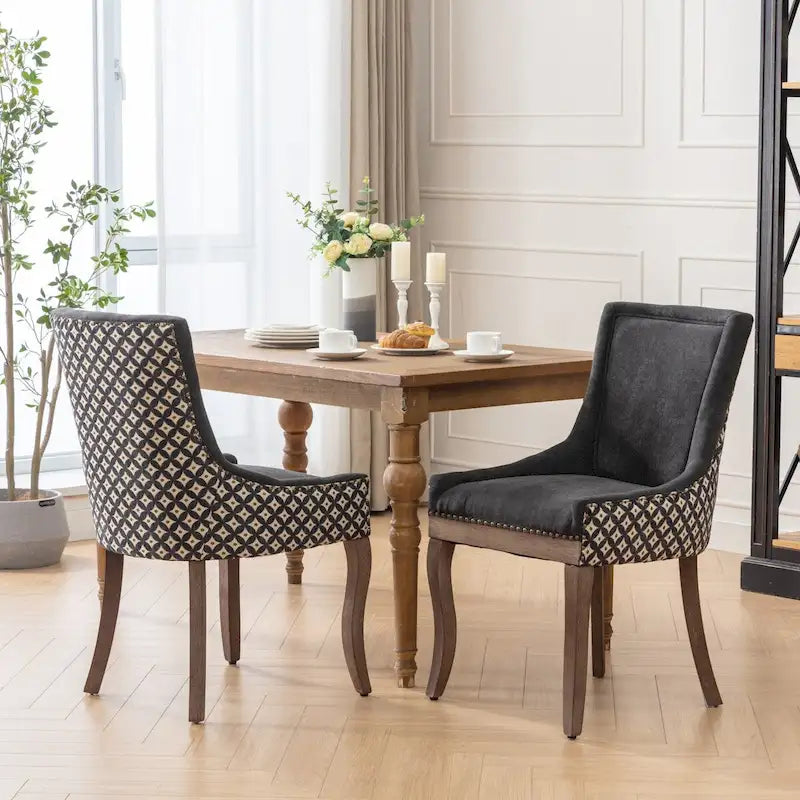 Lot de 4 chaises de salle à manger capitonnées, traditionnelles, avec oreilles, revêtement ultra doux