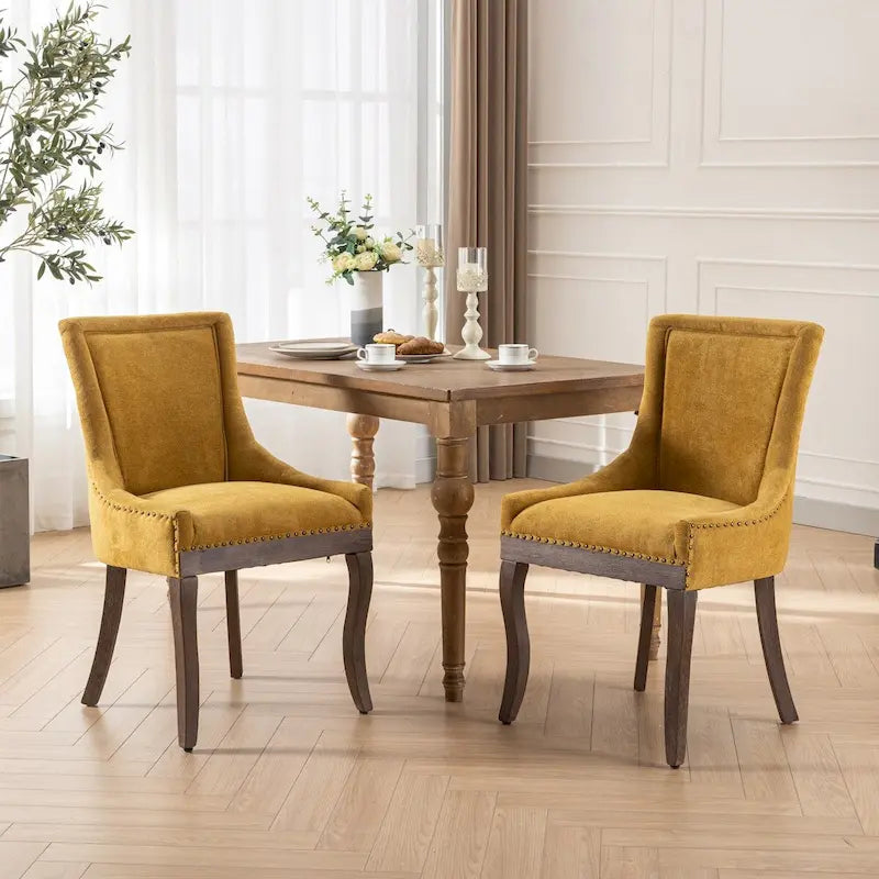 Lot de 4 chaises de salle à manger capitonnées, traditionnelles, avec oreilles, revêtement ultra doux