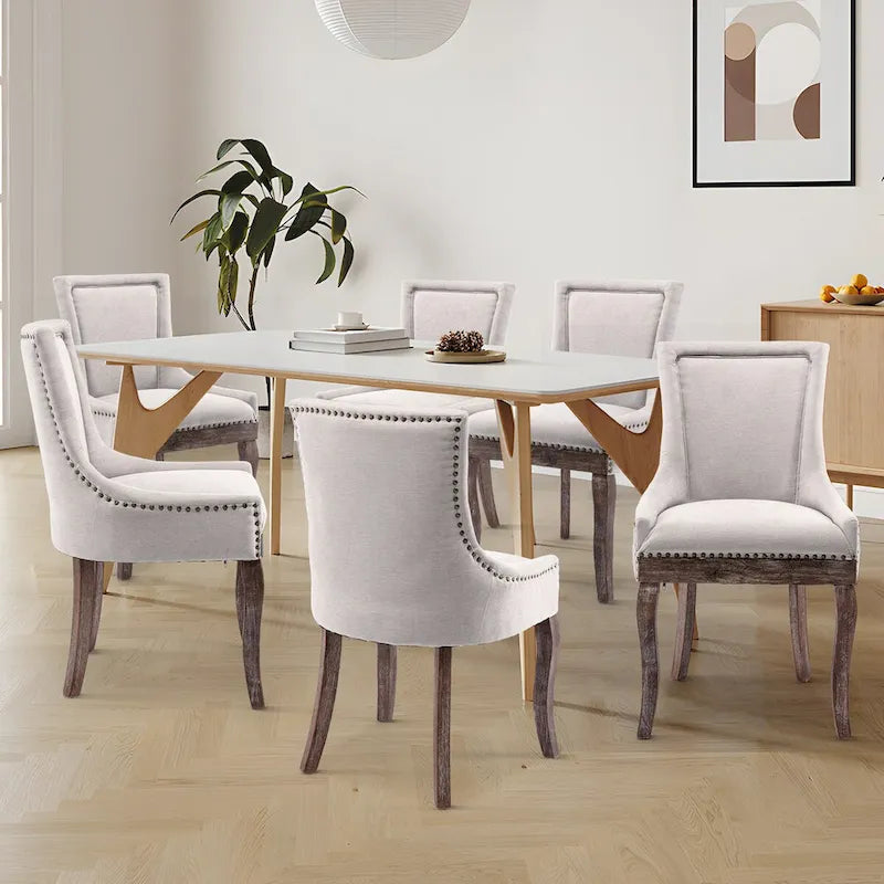 Lot de 4 chaises de salle à manger capitonnées, traditionnelles, avec oreilles, revêtement ultra doux