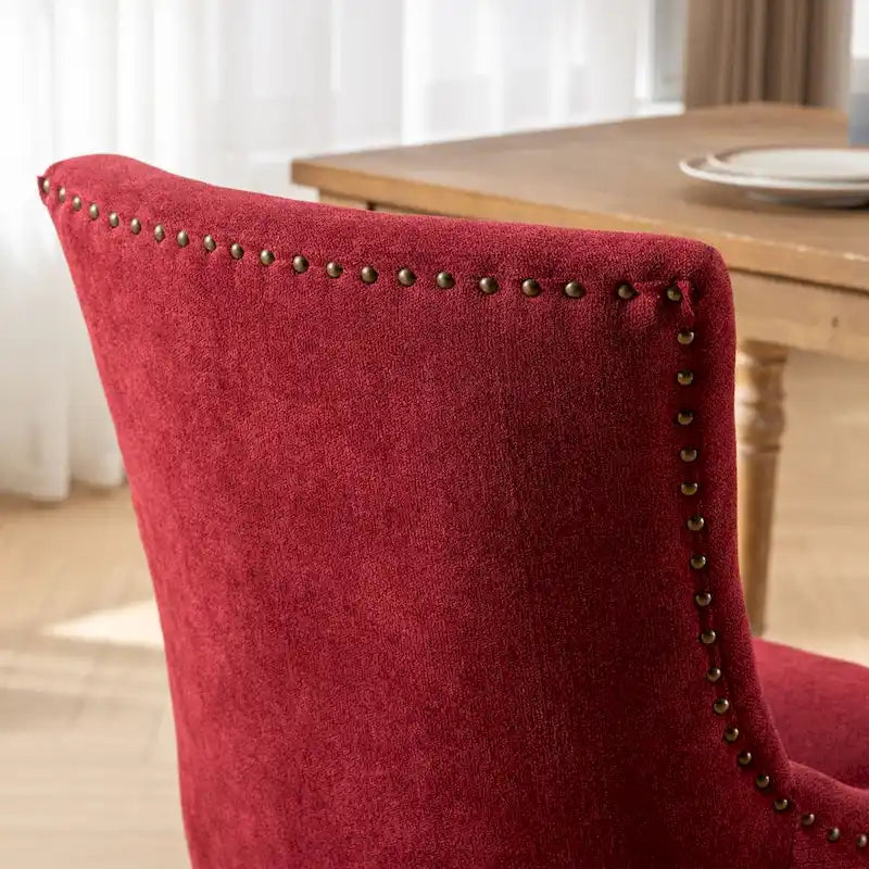 Lot de 4 chaises de salle à manger capitonnées, traditionnelles, avec oreilles, revêtement ultra doux