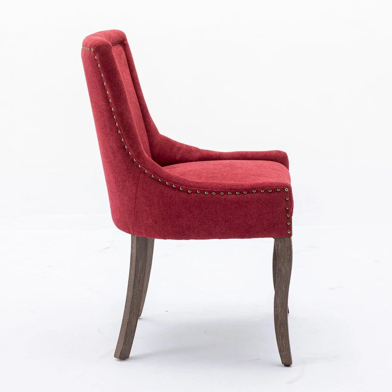 Lot de 4 chaises de salle à manger capitonnées, traditionnelles, avec oreilles, revêtement ultra doux