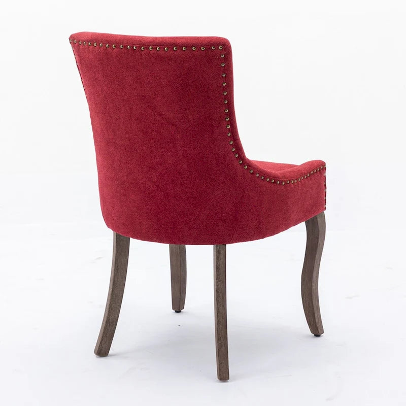 Lot de 4 chaises de salle à manger capitonnées, traditionnelles, avec oreilles, revêtement ultra doux