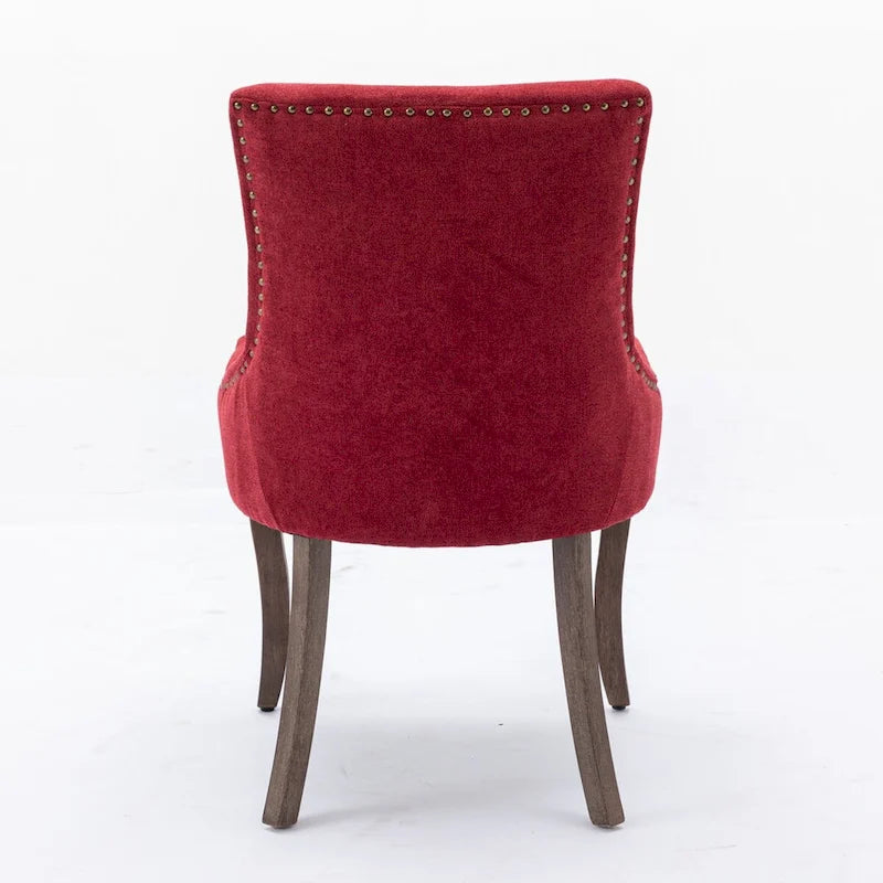 Lot de 4 chaises de salle à manger capitonnées, traditionnelles, avec oreilles, revêtement ultra doux