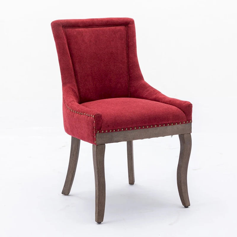 Lot de 4 chaises de salle à manger capitonnées, traditionnelles, avec oreilles, revêtement ultra doux