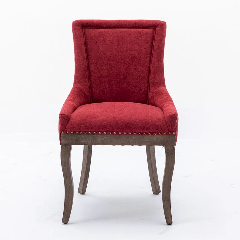 Lot de 4 chaises de salle à manger capitonnées, traditionnelles, avec oreilles, revêtement ultra doux