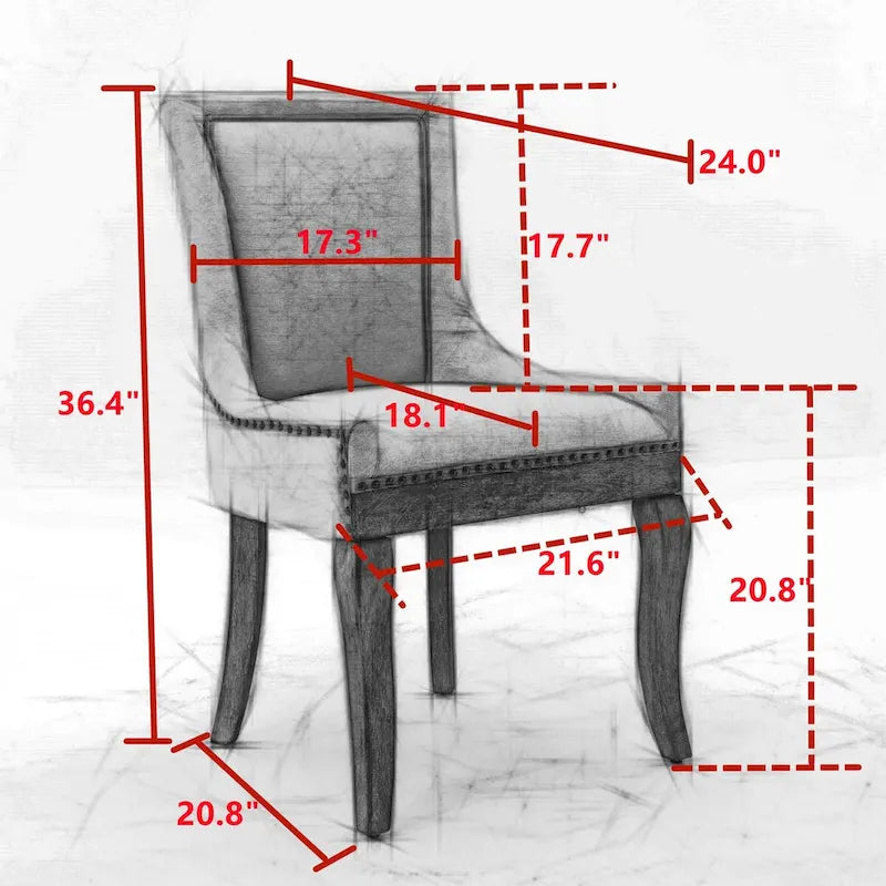 Lot de 4 chaises de salle à manger capitonnées, traditionnelles, avec oreilles, revêtement ultra doux
