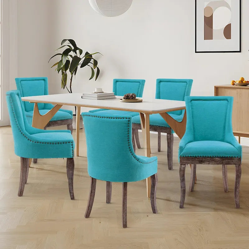 Lot de 4 chaises de salle à manger capitonnées, traditionnelles, avec oreilles, revêtement ultra doux