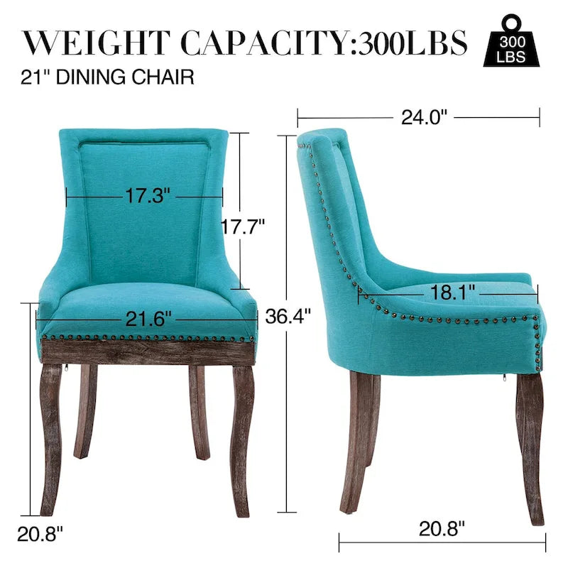 Lot de 4 chaises de salle à manger capitonnées, traditionnelles, avec oreilles, revêtement ultra doux