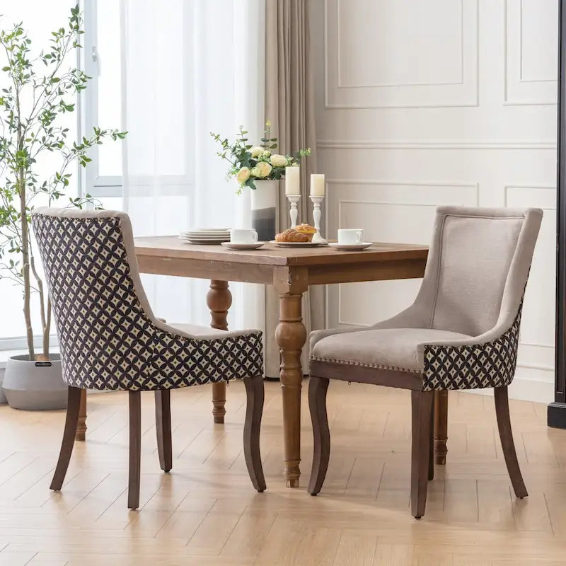 Lot de 4 chaises de salle à manger capitonnées, traditionnelles, avec oreilles, revêtement ultra doux
