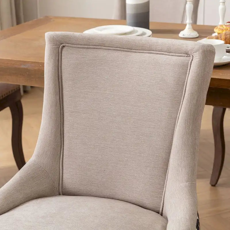 Lot de 4 chaises de salle à manger capitonnées, traditionnelles, avec oreilles, revêtement ultra doux