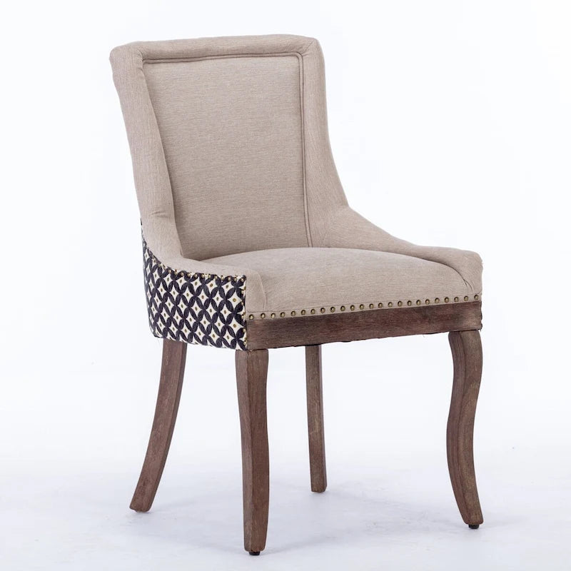 Lot de 4 chaises de salle à manger capitonnées, traditionnelles, avec oreilles, revêtement ultra doux