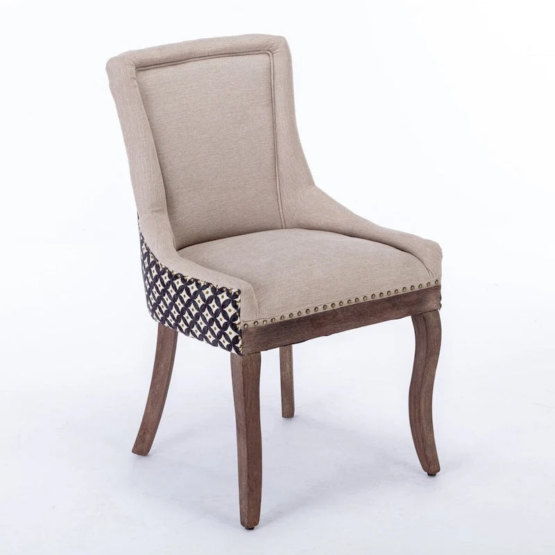 Lot de 4 chaises de salle à manger capitonnées, traditionnelles, avec oreilles, revêtement ultra doux