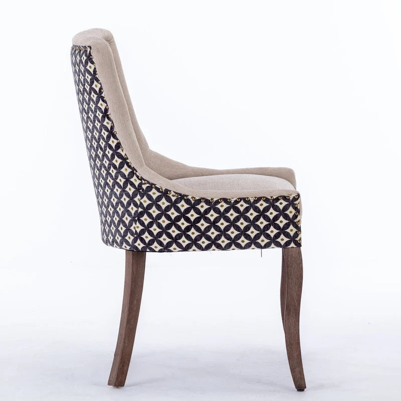 Lot de 4 chaises de salle à manger capitonnées, traditionnelles, avec oreilles, revêtement ultra doux