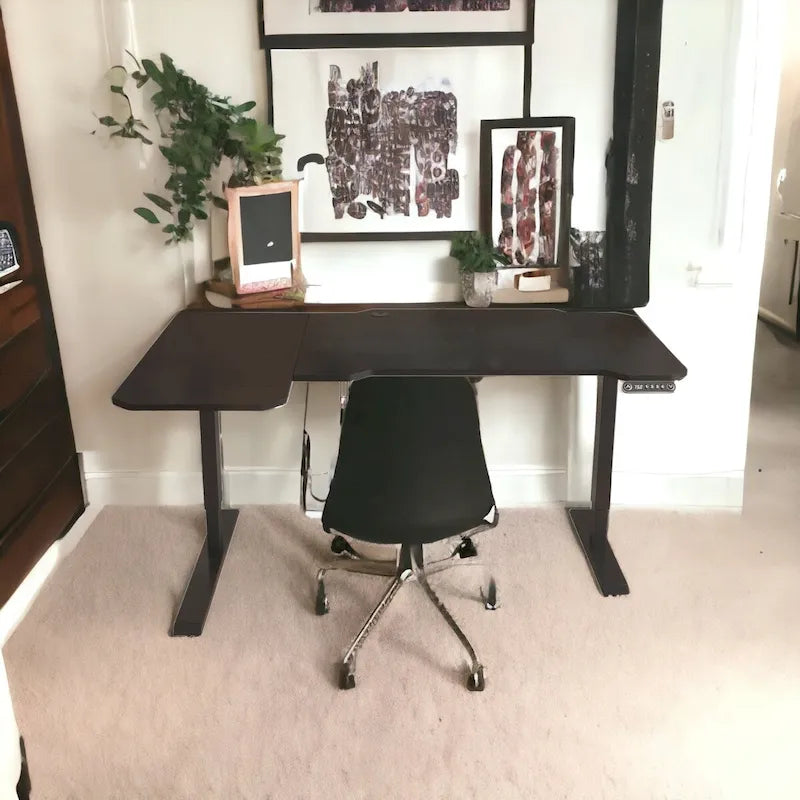 59 Bureau d'angle noir réglable en hauteur
