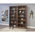 Bibliothèque murale de 2,4 m de haut avec échelle, organisateur de rangement, étagère de présentation pour bureau, marron - 203,2 cm L x 238,8 cm H x 38,1 cm P