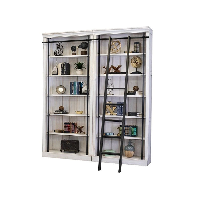 Bibliothèque murale de 2,4 m de haut avec échelle, organisateur de rangement, étagère de présentation pour bureau, marron - 203,2 cm L x 238,8 cm H x 38,1 cm P