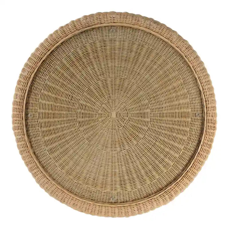 Table basse festonnée en rotin