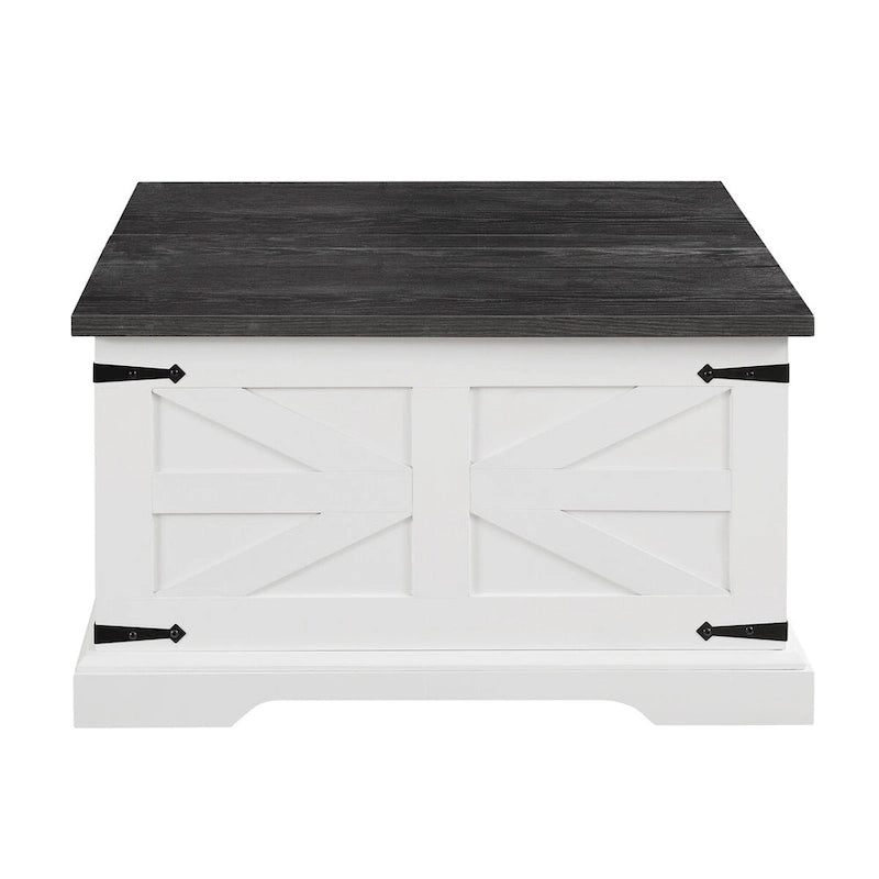 Table basse de ferme, Table basse carrée en bois avec compartiment de rangement