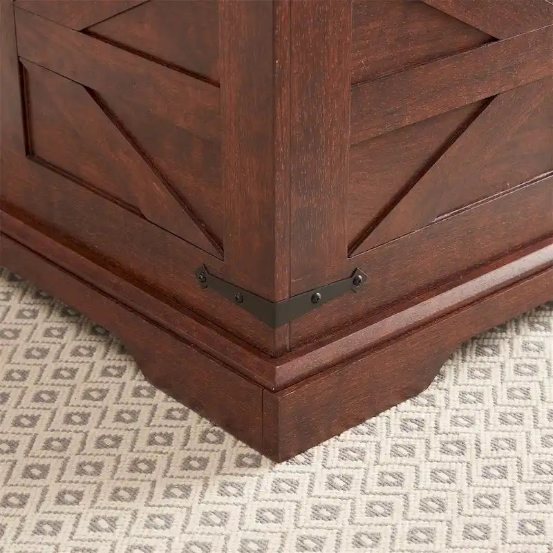 Table basse de ferme, Table basse carrée en bois avec compartiment de rangement