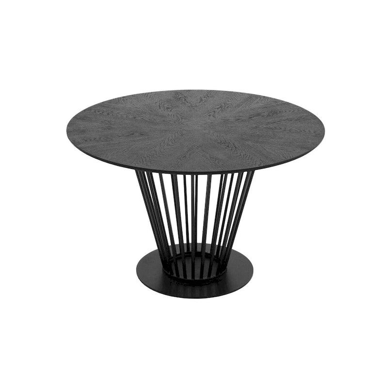 Table de salle à manger de 47 pouces, plateau rond, piètement moderne en métal de fer noir