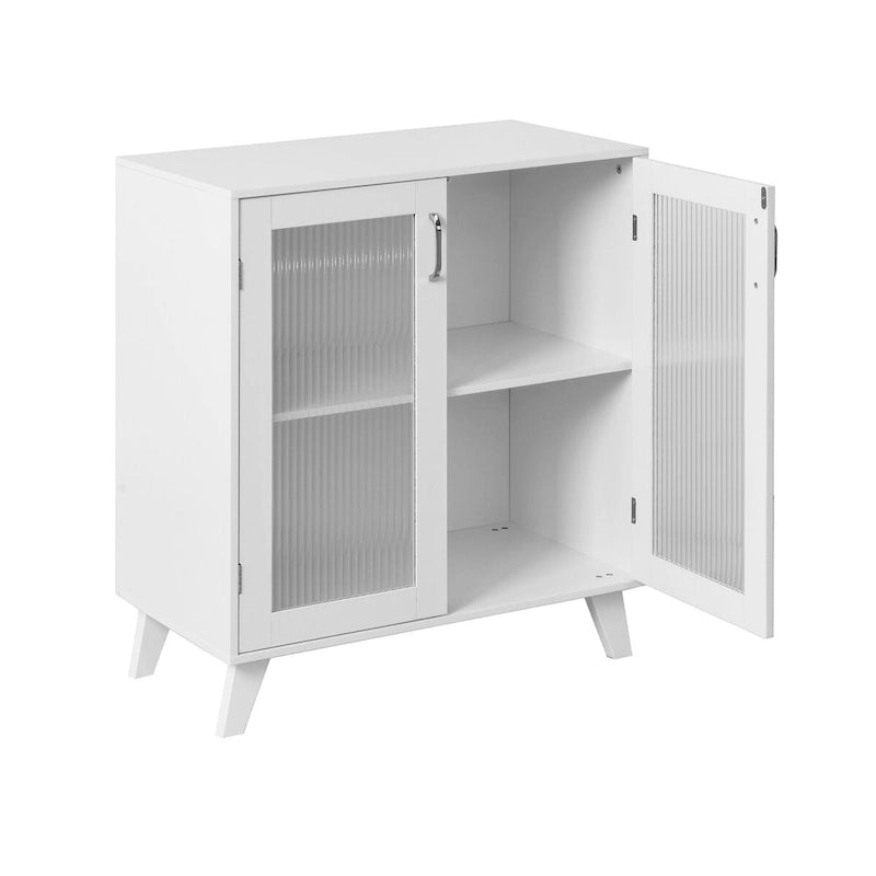 Meuble de salle de bain à 2 portes vitrées, organisateur de rangement moderne blanc avec étagère réglable - 27 L x 32 H x 15 P