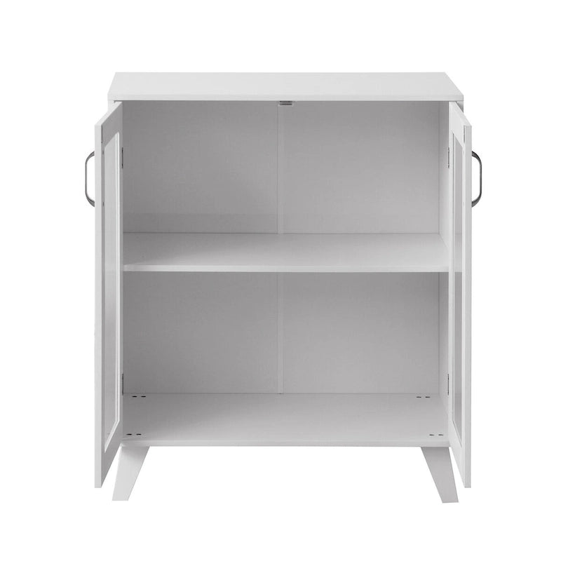 Meuble de salle de bain à 2 portes vitrées, organisateur de rangement moderne blanc avec étagère réglable - 27 L x 32 H x 15 P