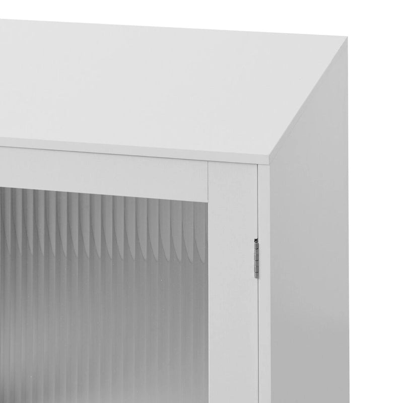 Meuble de salle de bain à 2 portes vitrées, organisateur de rangement moderne blanc avec étagère réglable - 27 L x 32 H x 15 P