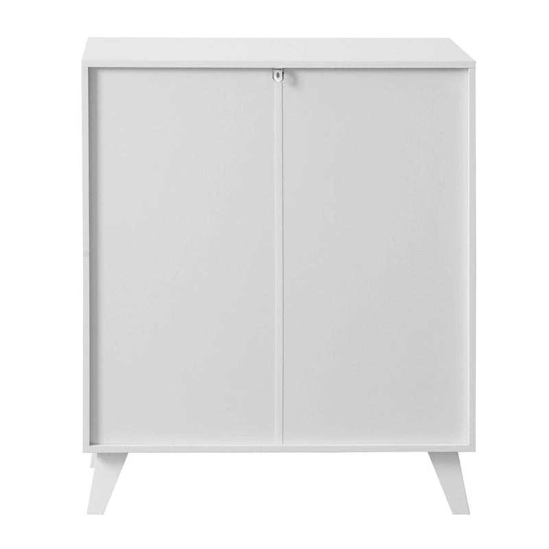 Meuble de salle de bain à 2 portes vitrées, organisateur de rangement moderne blanc avec étagère réglable - 27 L x 32 H x 15 P